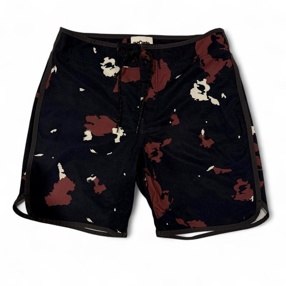 ourCaste Black Red White Abstract Boardshorts / Swim Shorts Size 28 Waist (28W)